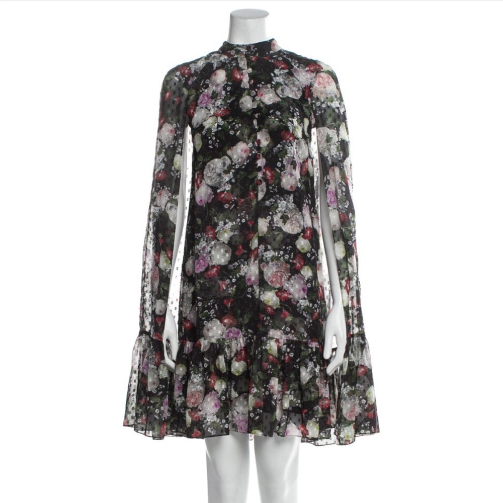 Erdem floral print cape dress